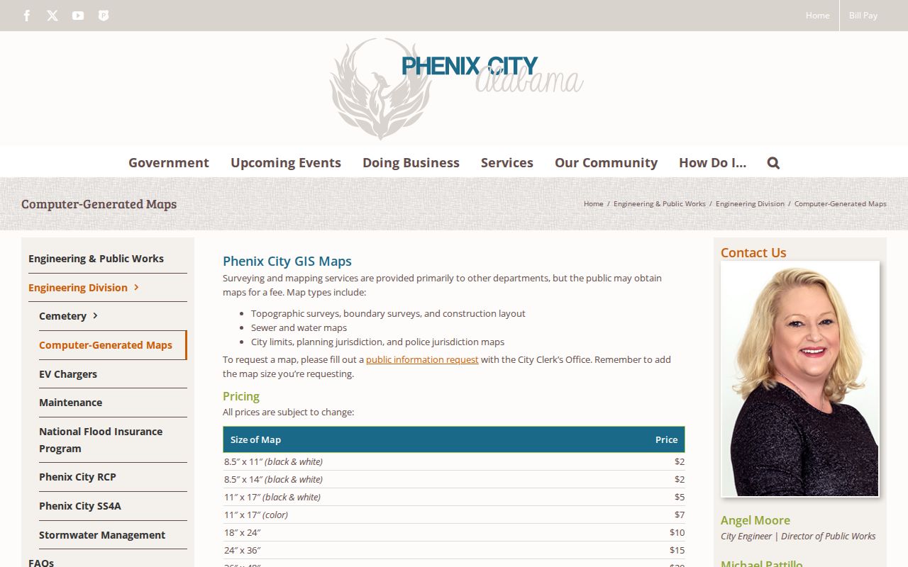 Phenix City residents directory source for city engineering and jurisdiction maps