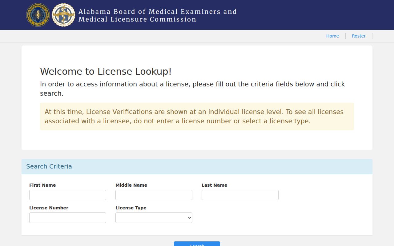 Phenix City resident lookup through Alabama medical license verification